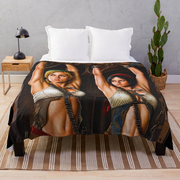 Item preview, Two captive fantasy post apocalyptic warrior women illustration designed and sold by Vintage Designs +.