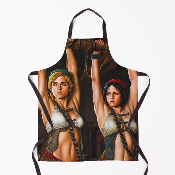 Item preview, Two captive fantasy post apocalyptic warrior women illustration designed and sold by Vintage Designs +.