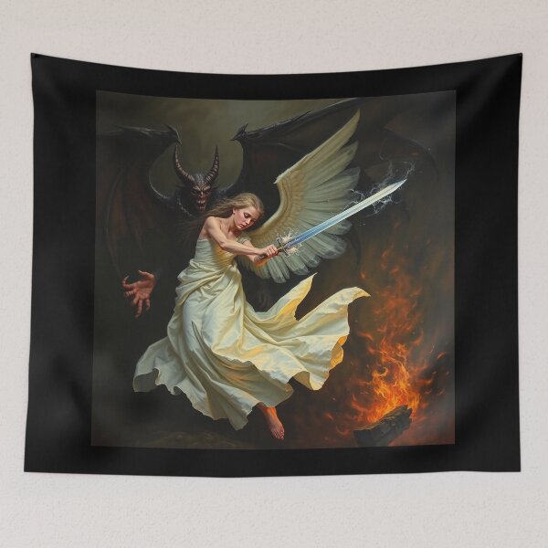 Item preview, Avenging Angel from Heaven painting classical artwork designed and sold by Vintage Designs +.