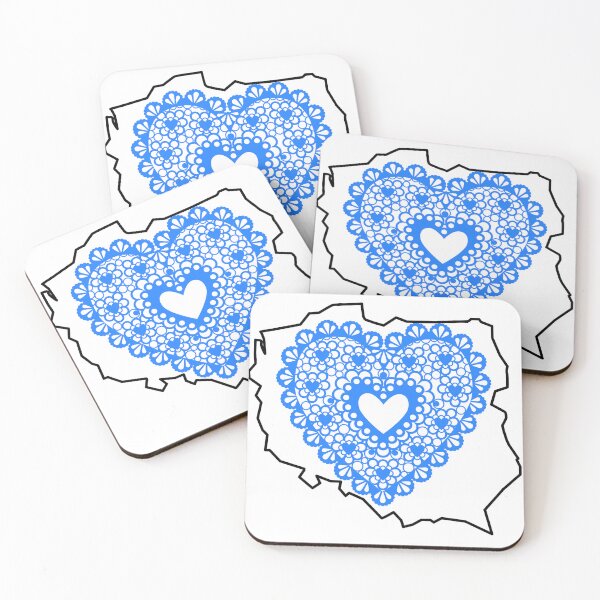 Item preview, Poland Map with Blue Lace Heart - Polish Heritage Love Design designed and sold by AmberWit.
