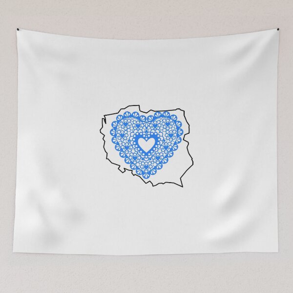 Item preview, Poland Map with Blue Lace Heart - Polish Heritage Love Design designed and sold by AmberWit.