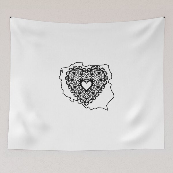 Item preview, Poland Map with Black Lace Heart - Polish Heritage Love Design designed and sold by AmberWit.