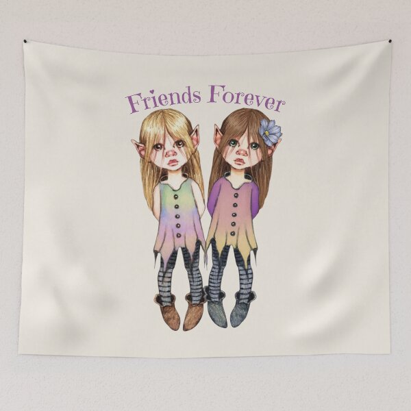 Item preview, Friends Forever, Two Elf Girls with Tunics and Leggings designed and sold by JoyfulWhimsy.