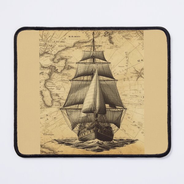 Item preview, Vintage Sailing Ship on Old World Map – Historical Nautical Art Print designed and sold by Mythic Tide.