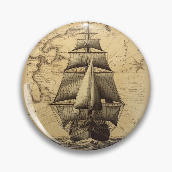 Item preview, Vintage Sailing Ship on Old World Map – Historical Nautical Art Print designed and sold by Mythic Tide.