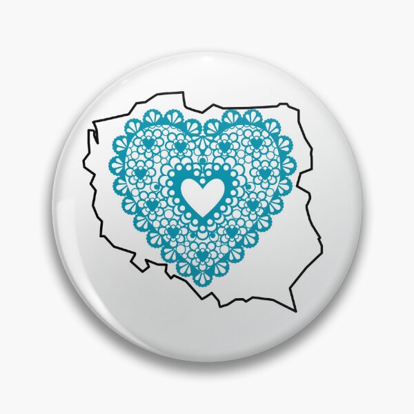 Item preview, Poland Map with Teal Lace Heart - Polish Heritage Love Design designed and sold by AmberWit.