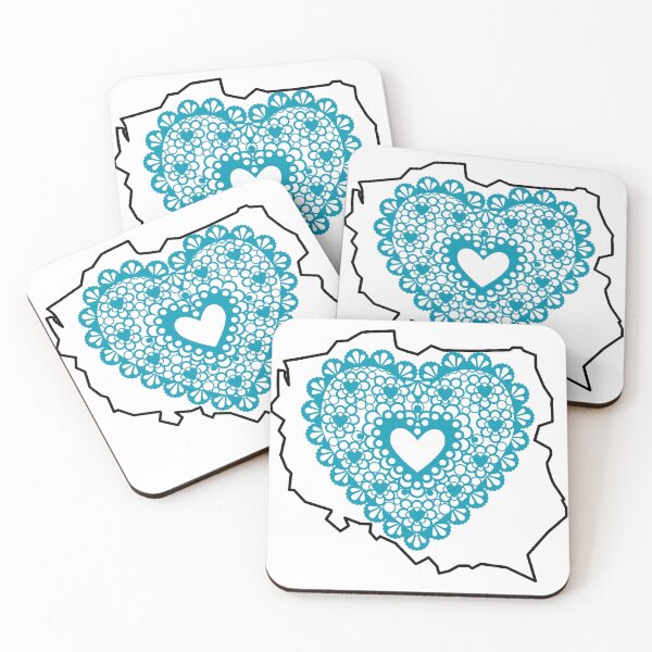 Item preview, Poland Map with Teal Lace Heart - Polish Heritage Love Design designed and sold by AmberWit.
