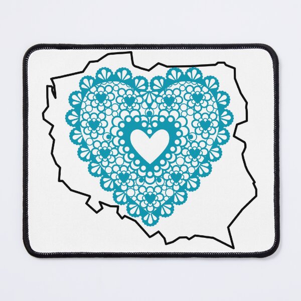 Item preview, Poland Map with Teal Lace Heart - Polish Heritage Love Design designed and sold by AmberWit.