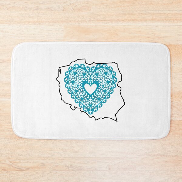 Item preview, Poland Map with Teal Lace Heart - Polish Heritage Love Design designed and sold by AmberWit.