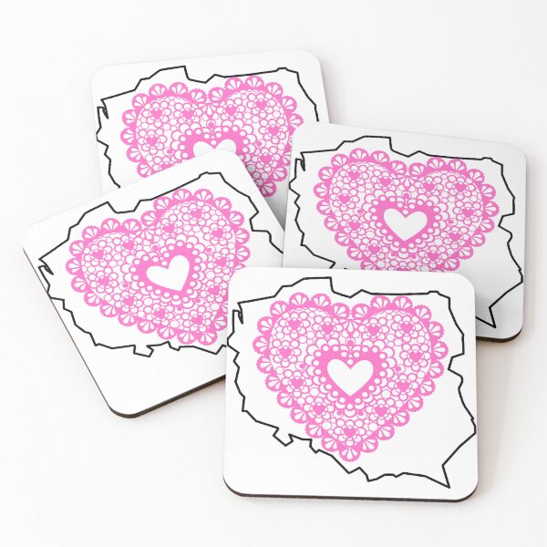 Item preview, Poland Map with Pink Lace Heart - Polish Heritage Love Design designed and sold by AmberWit.