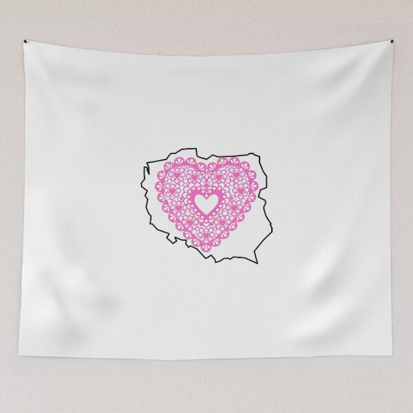 Item preview, Poland Map with Pink Lace Heart - Polish Heritage Love Design designed and sold by AmberWit.