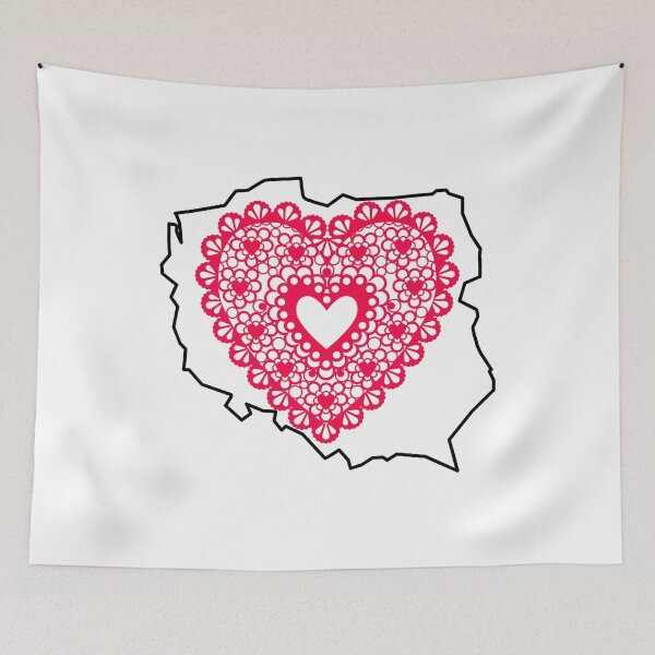 Item preview, Poland Map with Red Lace Heart – Polish Heritage Love Design designed and sold by AmberWit.