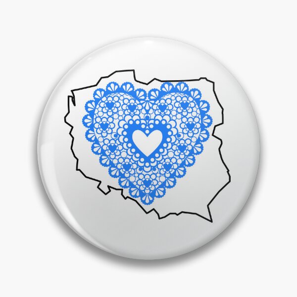 Item preview,  Poland Map with Blue Lace Heart – Polish Heritage Love Design designed and sold by AmberWit.