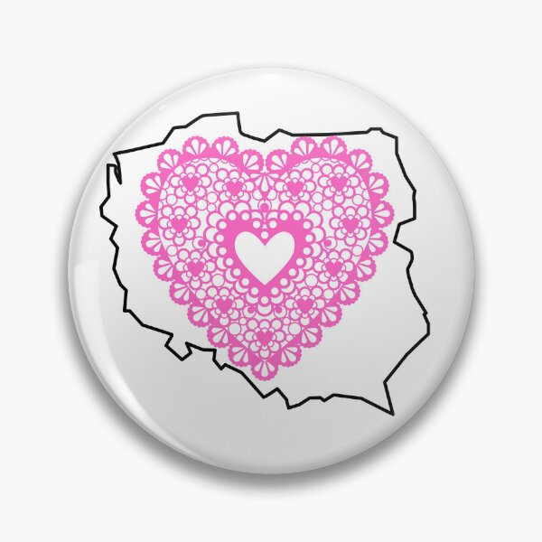 Item preview, Poland Map with Pink Lace Heart – Polish Heritage Love Design designed and sold by AmberWit.