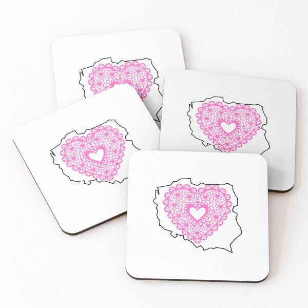 Item preview, Poland Map with Pink Lace Heart – Polish Heritage Love Design designed and sold by AmberWit.
