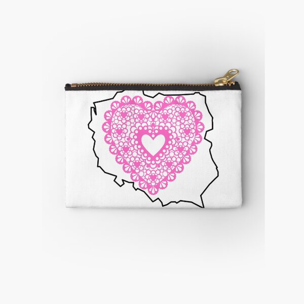 Item preview, Poland Map with Pink Lace Heart – Polish Heritage Love Design designed and sold by AmberWit.