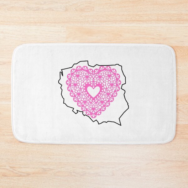 Item preview, Poland Map with Pink Lace Heart – Polish Heritage Love Design designed and sold by AmberWit.