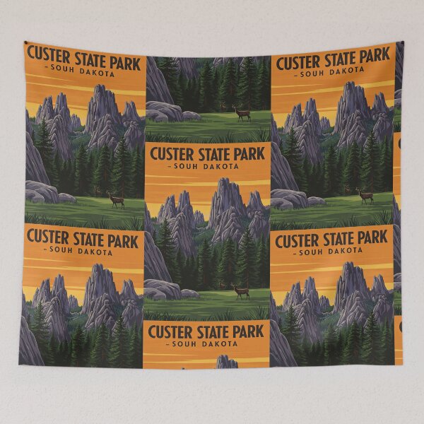 Item preview, Custer State Park South Dakota Retro Travel Poster designed and sold by TeeARTHY.