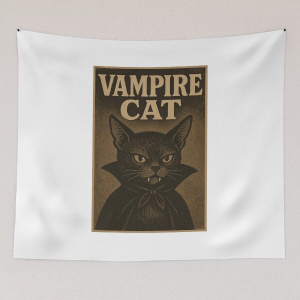 Item preview, Vampire Kitten - Cute Gothic Cat Tee in Vintage Retro Font for Halloween & Cat Lovers designed and sold by GeniePixel.
