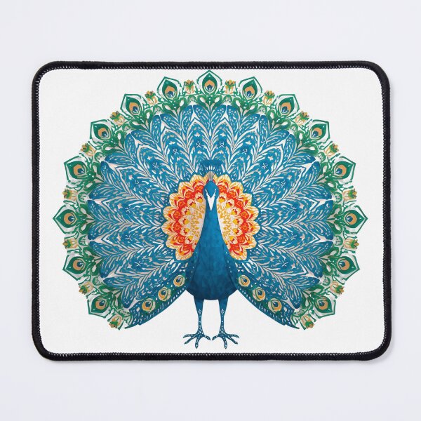 Item preview, Blue and Orange Peacock – Polish Folk Art with Floral Wycinanki Motifs Niebiesko-Pomarańczowy Paw – Polska Sztuka Ludowa z Kwiatowymi Wycinankami designed and sold by AmberWit.