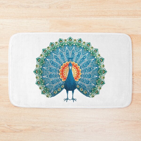 Item preview, Blue and Orange Peacock – Polish Folk Art with Floral Wycinanki Motifs Niebiesko-Pomarańczowy Paw – Polska Sztuka Ludowa z Kwiatowymi Wycinankami designed and sold by AmberWit.