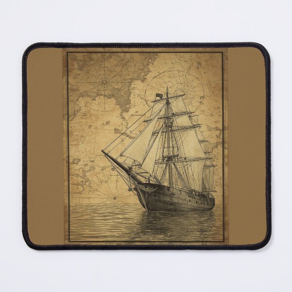 Item preview, Nautical Compass Map with Vintage Sailing Ship – Explorer’s Wall Art designed and sold by Mythic Tide.