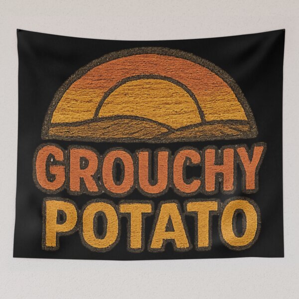 Item preview, Grouchy potato funny retro humor sarcastic cute food pun design designed and sold by ArtDesignTp.