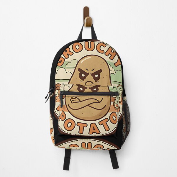 Item preview, Grouchy potato funny badge retro humor sarcastic cute food character designed and sold by ArtDesignTp.