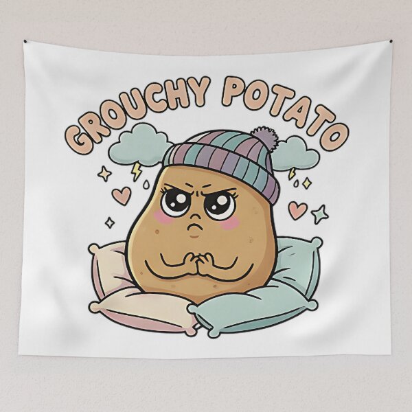 Item preview, Grouchy potato cozy winter humor cute food pun grumpy character design designed and sold by ArtDesignTp.