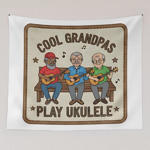 Item preview, Cool Grandpas Play Ukulele Funny Old Man Music Lover Vintage Art designed and sold by ArtDesignTp.