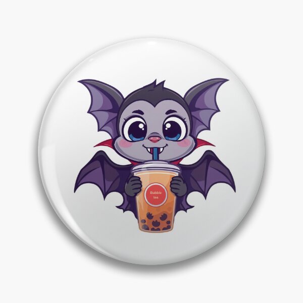 Item preview, adorable vampire bat drinking bubble tea designed and sold by PixelNestHQ.