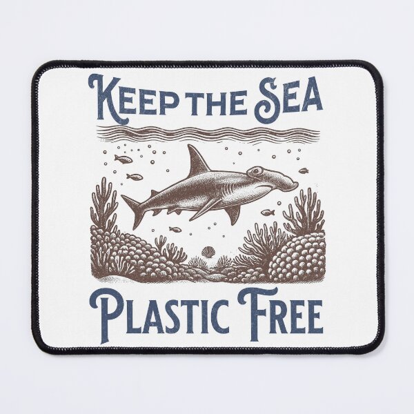 Item preview, Keep the Sea Plastic Free – Sustainable Ocean Design with Shark & Environmental Message designed and sold by Design-by-Micha.