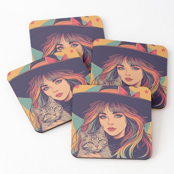 Item preview, Rainbow Hair Witch Cat designed and sold by Vintage City.
