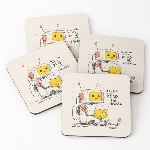 Item preview, Cute Robot Reading a Manual – Funny Motivational Quote Art designed and sold by evk-art.