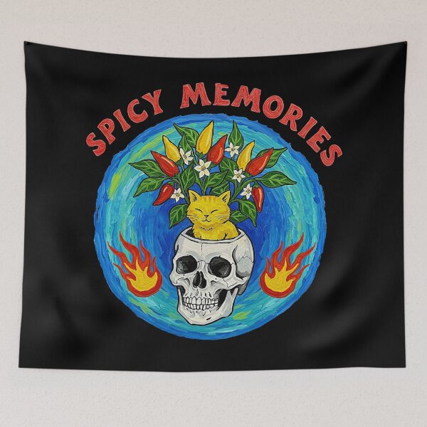 Item preview, Sat Spicy Memories Chili Pepper Skull Psychedelic Art designed and sold by TeeARTHY.