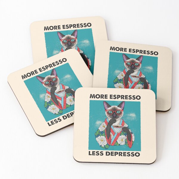 Item preview, More Espresso Less Depresso Funny Cat Coffee designed and sold by TeeARTHY.