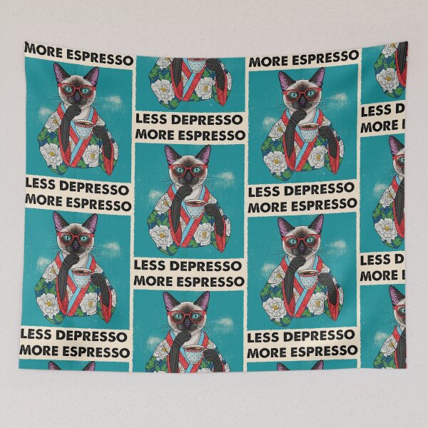 Item preview, More Espresso Less Depresso Funny Cat Coffee designed and sold by TeeARTHY.