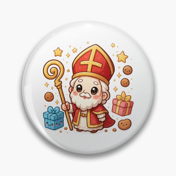 Item preview, Kawaii Sinterklaas – Cute Saint Nicholas with Gifts and Cookies designed and sold by snoezelstudio.