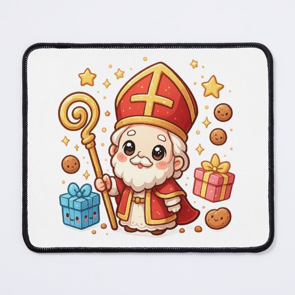 Item preview, Kawaii Sinterklaas – Cute Saint Nicholas with Gifts and Cookies designed and sold by snoezelstudio.