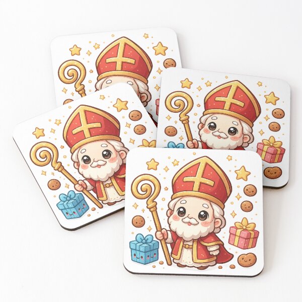 Item preview, Kawaii Sinterklaas – Cute Saint Nicholas with Gifts and Cookies designed and sold by snoezelstudio.