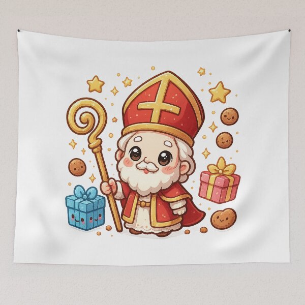 Item preview, Kawaii Sinterklaas – Cute Saint Nicholas with Gifts and Cookies designed and sold by snoezelstudio.