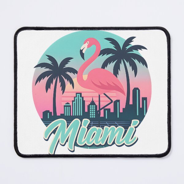 Item preview, Retro Miami Flamingo Design with Neon Skyline and Palm Trees in Sunset Colors designed and sold by WarFX Designs.