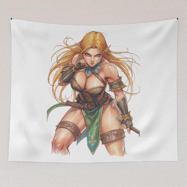 Item preview, Fierce Fantasy Elf Warrior Pinup designed and sold by Pigmentra.