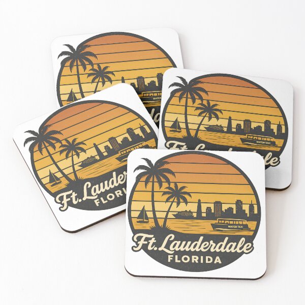Item preview, Retro Ft Lauderdale Florida Sunset Design with Palm Trees and Water Taxi Scene designed and sold by WarFX Designs.