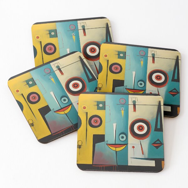 Item preview, Striking Abstract Faces Composed of Geometric Shapes with Bold Colors and Contrasting Symmetry designed and sold by OlfactoART Studio.