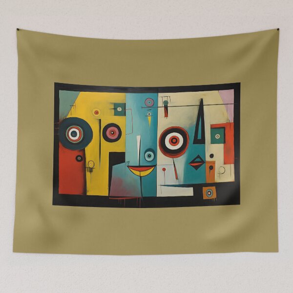 Item preview, Striking Abstract Faces Composed of Geometric Shapes with Bold Colors and Contrasting Symmetry designed and sold by OlfactoART Studio.