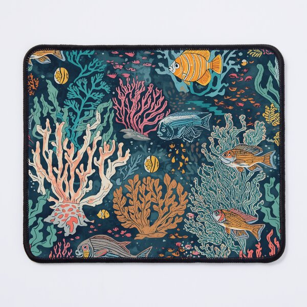 Item preview, Engraved Ocean Floor: Dark Botanical Reef Pattern designed and sold by MoonlitDoodles1.