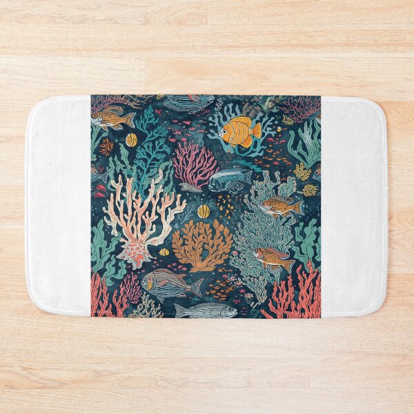 Item preview, Engraved Ocean Floor: Dark Botanical Reef Pattern designed and sold by MoonlitDoodles1.