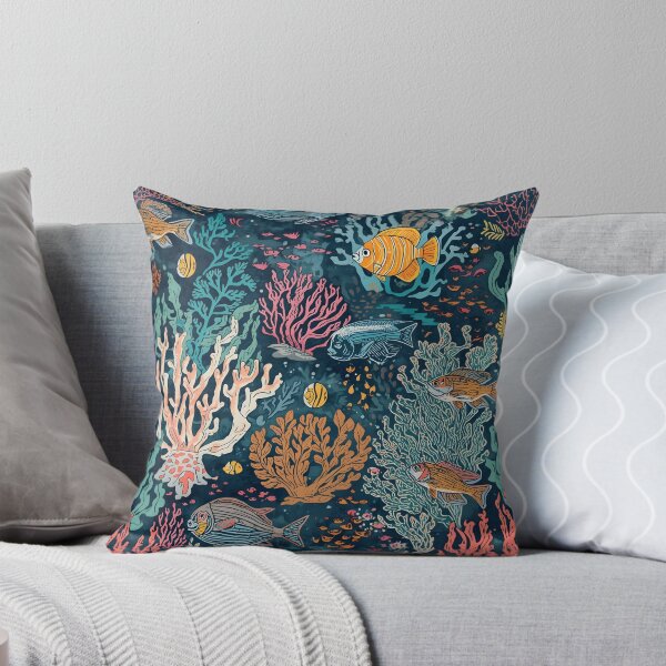Item preview, Engraved Ocean Floor: Dark Botanical Reef Pattern designed and sold by MoonlitDoodles1.