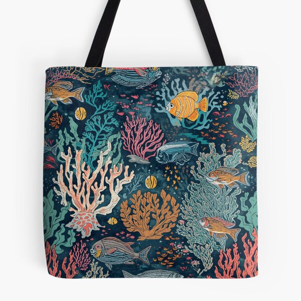 Item preview, Engraved Ocean Floor: Dark Botanical Reef Pattern designed and sold by MoonlitDoodles1.